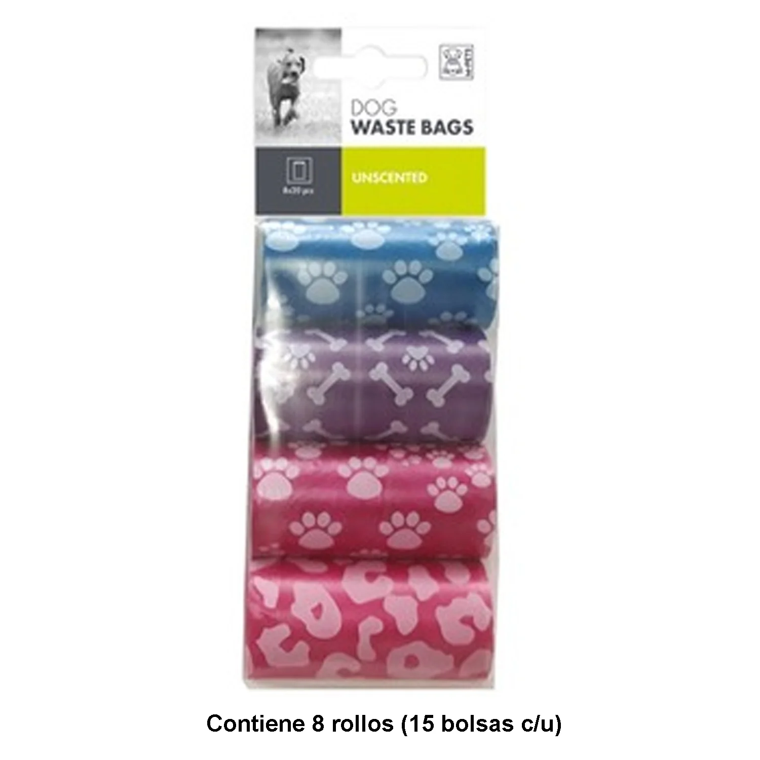 BOLSAS P/ PERRO COLORES VARIADOS 8X20