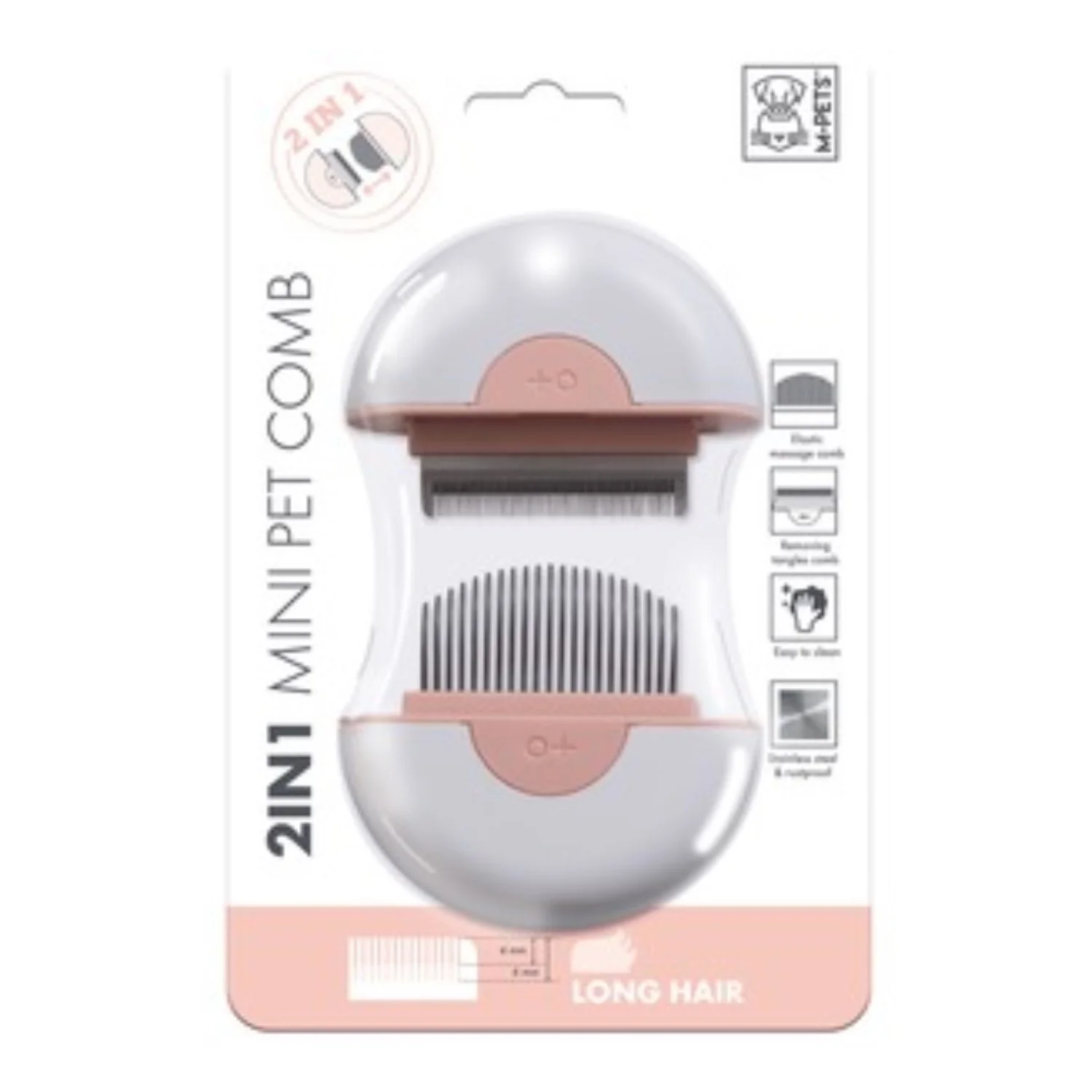 PEINE MINI PET 2EN1 -ROSA