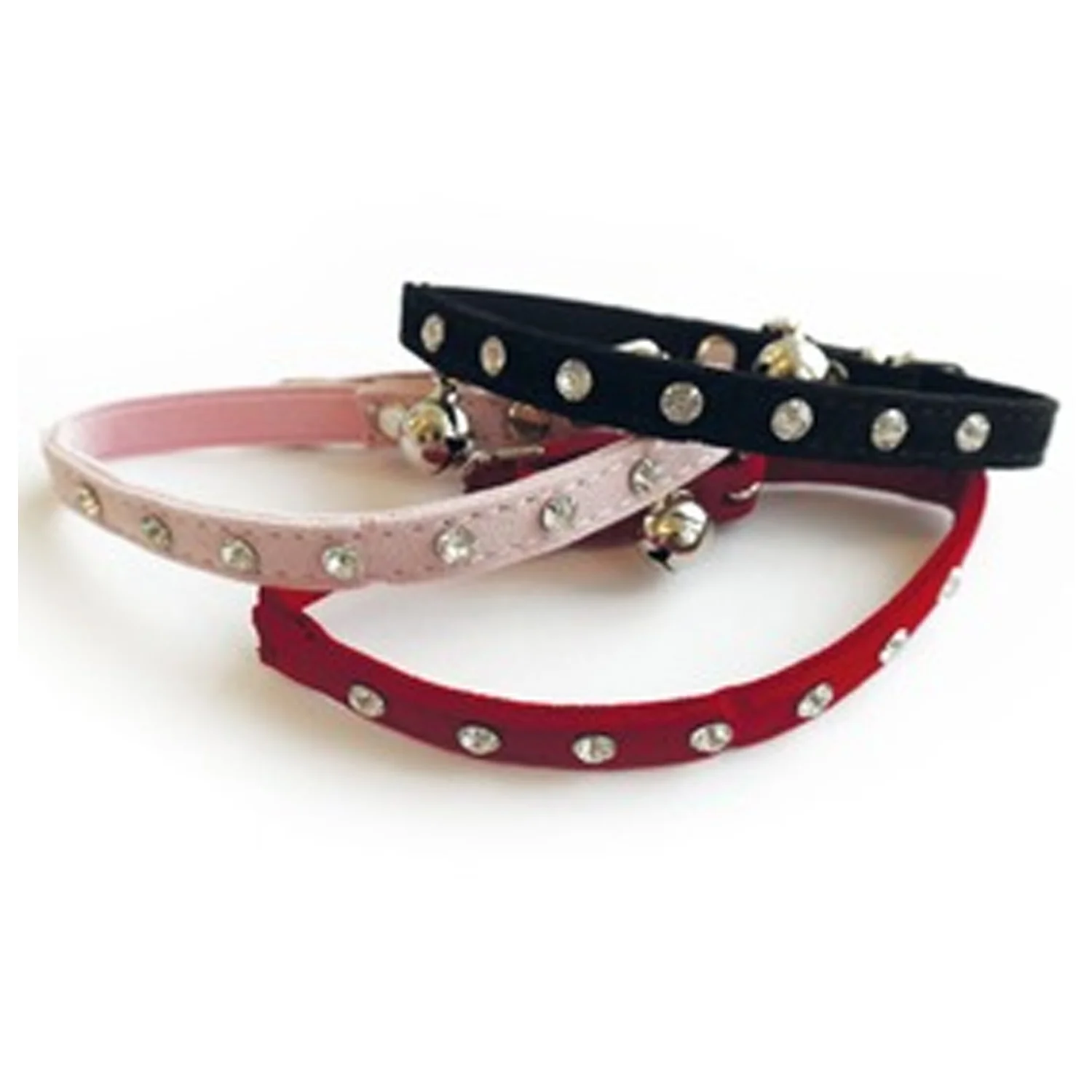 COLLAR GATO DIAMANTES ROJO,ROSA,NEGRO